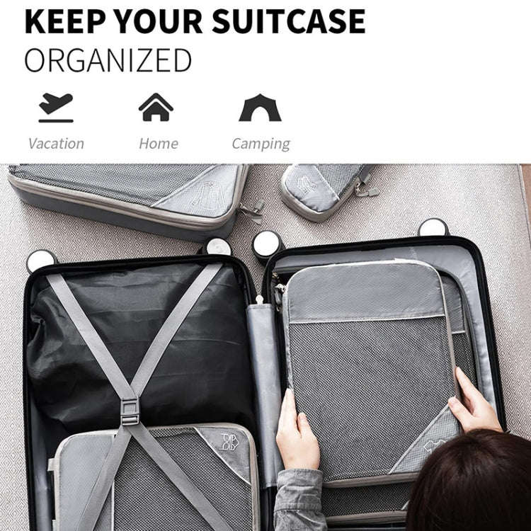6 In 1 Compression Mesh Travel Cubes Clothes Underwear Packing Bags(Black)