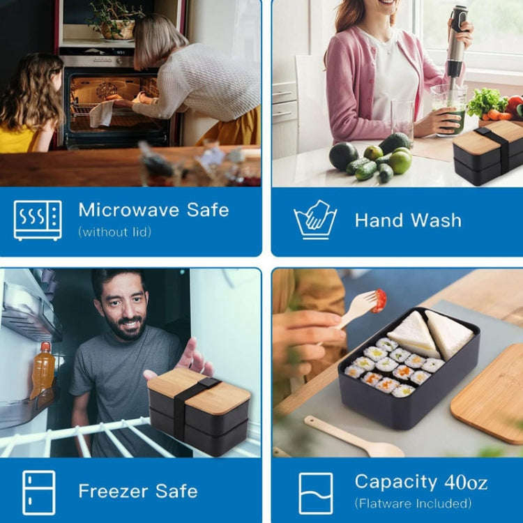 1200ml Portable Compartment Insulated Double Layer Lunch Box Microwavable Plastic Food Container,...