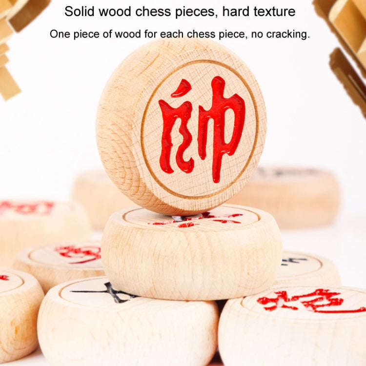 Portable Solid Wood Chinese Chess Adult Gift Student Chess Set With Leather Chess Board, Specific...