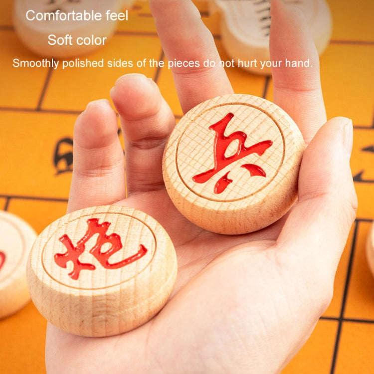 Portable Solid Wood Chinese Chess Adult Gift Student Chess Set With Leather Chess Board, Specific...