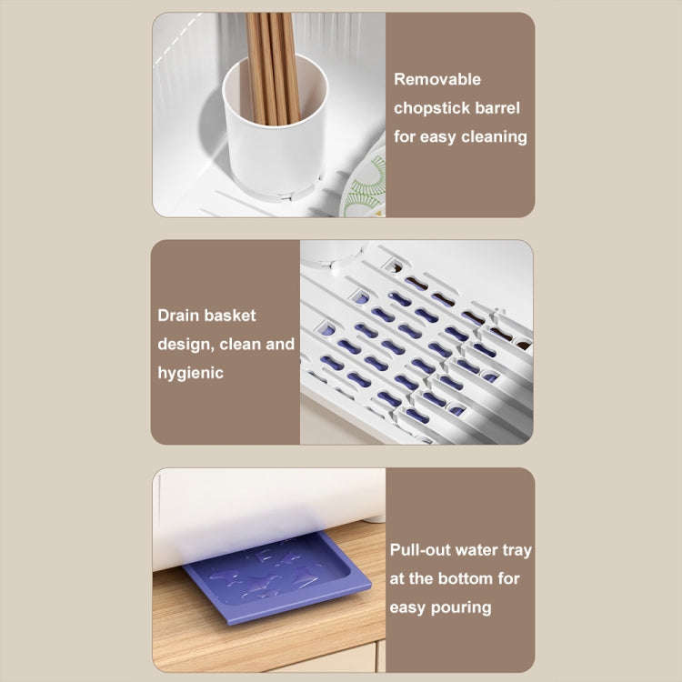 Household Dustproof Kitchen Tableware Storage Box Tableware Drain Rack, Spec: XL (Purple)