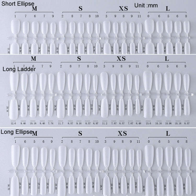10pairs Of 100pcs/Box Frosted False Nails Artificial Tip, Shape: Long Ellipse XS