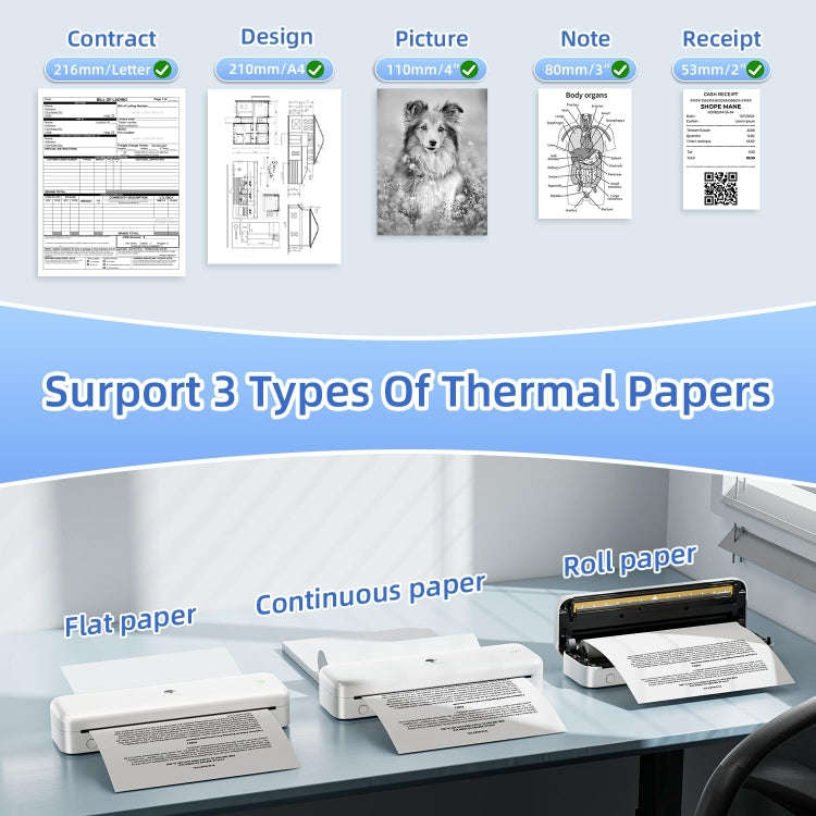 Phomemo M834 Wireless Bluetooth Thermal Printer Support Multi-Size Thermal Paper