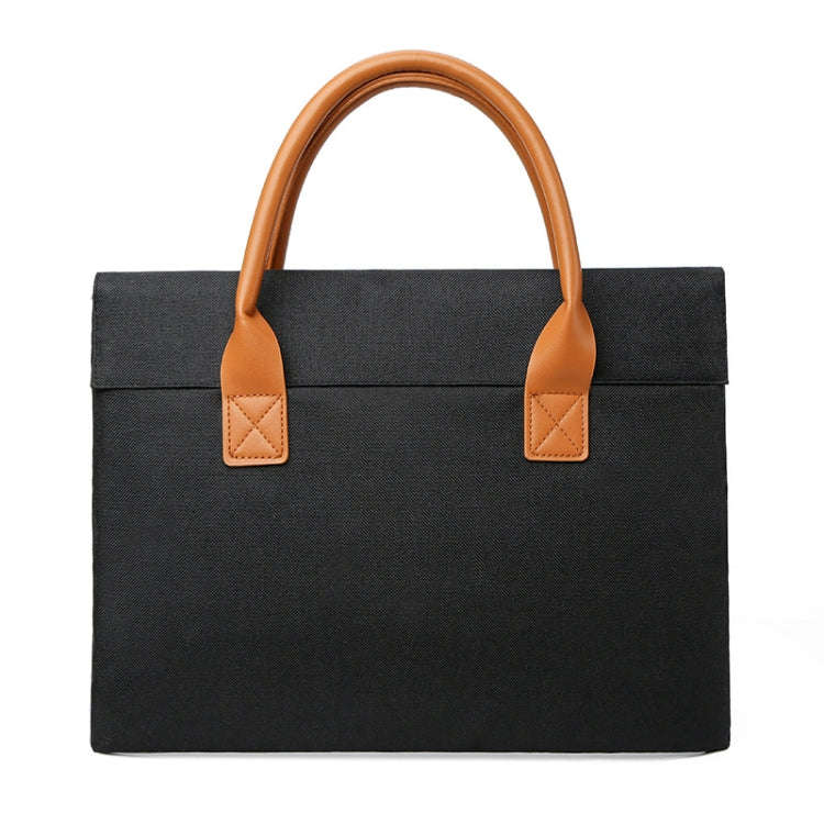 14 Inch Oxford Cloth Lightweight Portable Laptop Bag With PU Handle(Black)