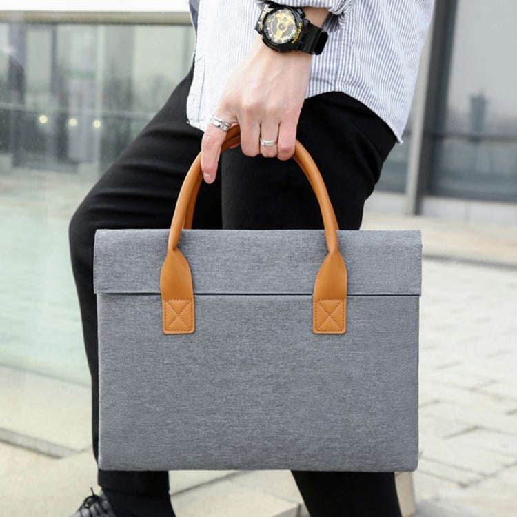 14 Inch Oxford Cloth Lightweight Portable Laptop Bag With PU Handle(Black)