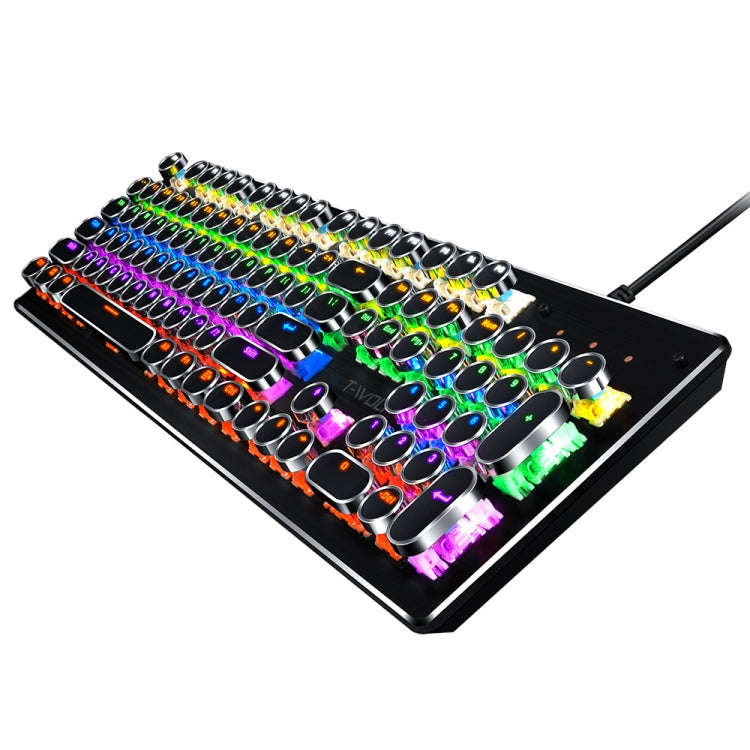 T-WOLF T75 104 Keys Adjustable RGB Light Computer Game Wired Mechanical Keyboard(White)