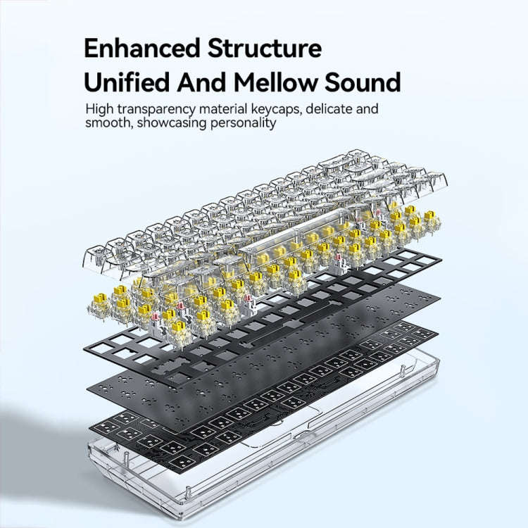 T-WOLF T40 68-Keys RGB Mixed Light Office Gaming Transparent Mechanical Keyboard(Black)