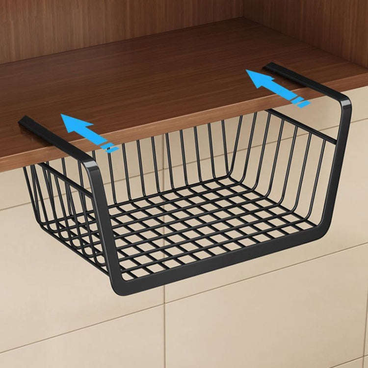 40x25x14cm Closet Organizer Metal Shelf Kitchen Cabinet Under Hanging Shelf(Black)