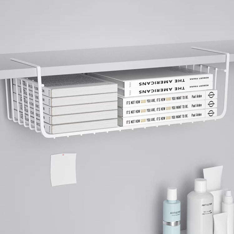 40x25x14cm Closet Organizer Metal Shelf Kitchen Cabinet Under Hanging Shelf(Black)