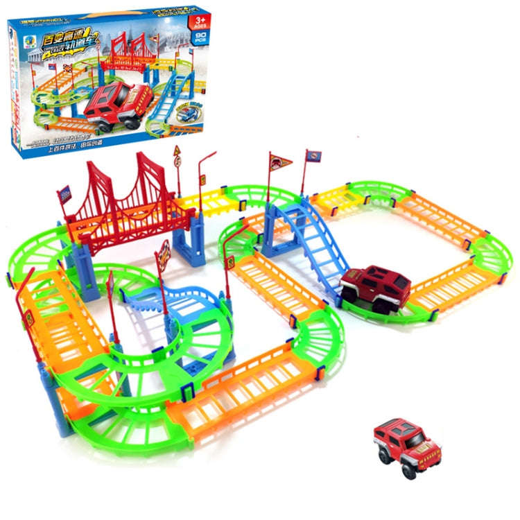 Rail Car Toy Set Assembled Electric Rail Toys With a Racing Car