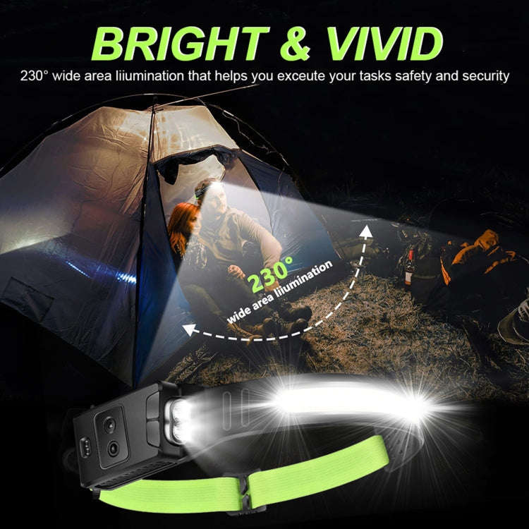 Fluorescent Belt Sensor Headlight Outdoor Running and Cycling Head Torch(White+Yellow Light)