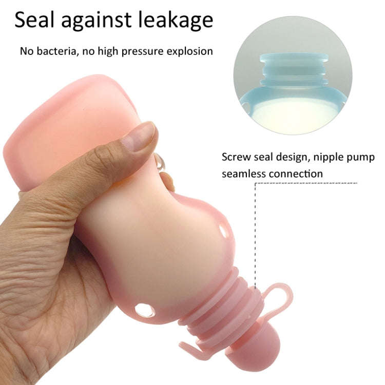 150ml Reusable Silicone Baby Food Pouches Refillable Squeeze Storage Containers(Blue)