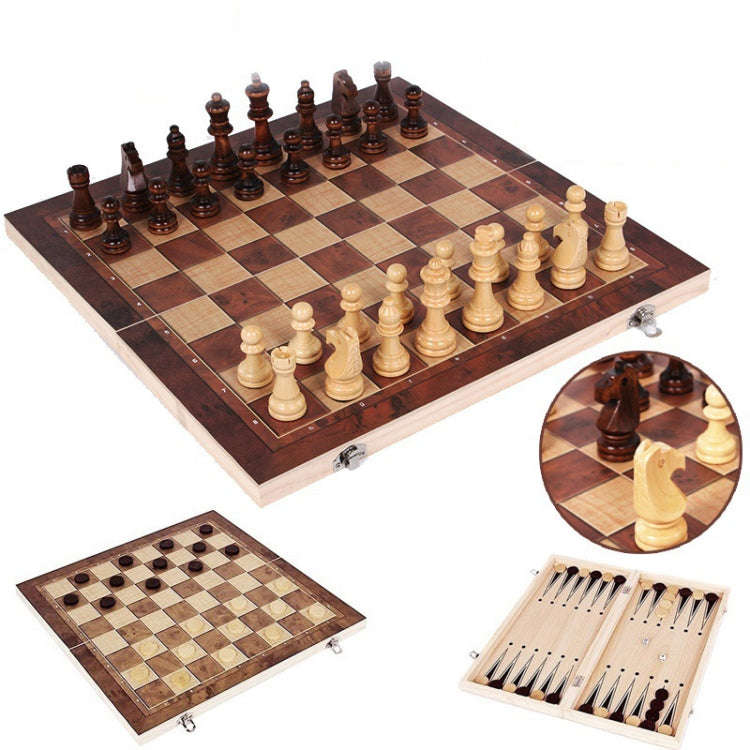 34 x 34cm 3 In 1 Wooden Chess Set Foldable Chess Board For Kids Adults