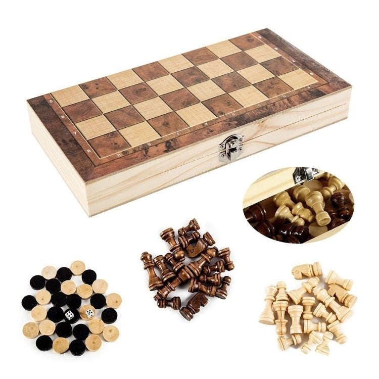 39 x 39cm 3 In 1 Wooden Chess Set Foldable Chess Board For Kids Adults