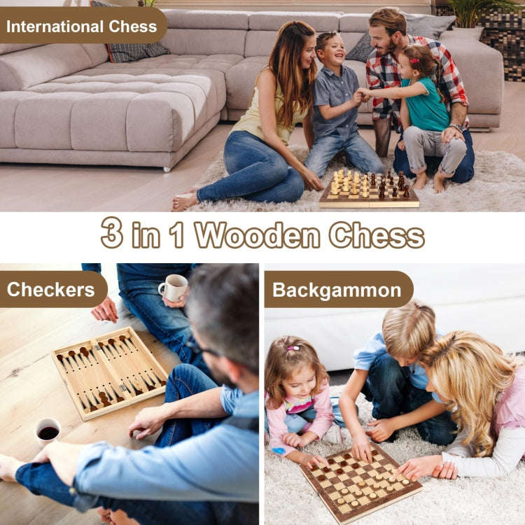 39 x 39cm 3 In 1 Wooden Chess Set Foldable Chess Board For Kids Adults