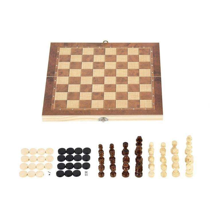 39 x 39cm 3 In 1 Wooden Chess Set Foldable Chess Board For Kids Adults