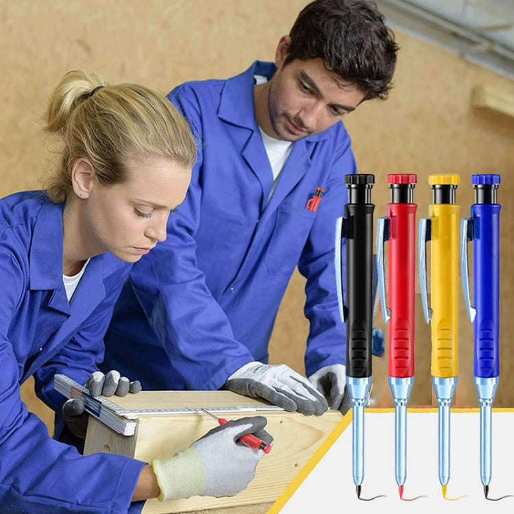 Metal Long Tip Deep Hole Woodworking Pencil Quick Dry Marker, Color: 2pcs Black+2pcs Red+2pcs Yel...