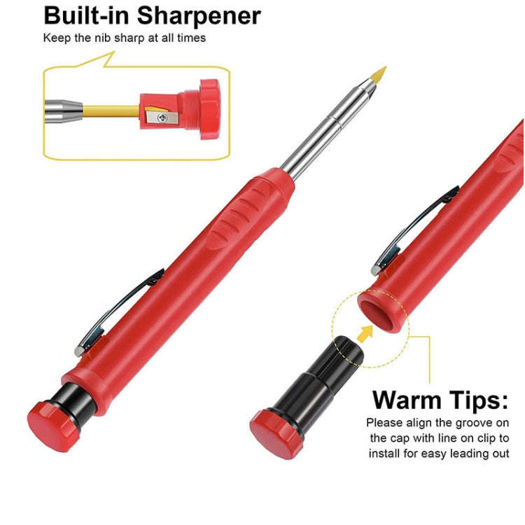 Metal Long Tip Deep Hole Woodworking Pencil Quick Dry Marker, Color: 2pcs Black+2pcs Red+2pcs Yel...