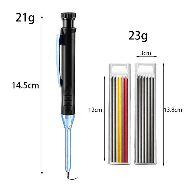 Metal Long Tip Deep Hole Woodworking Pencil Quick Dry Marker, Color: 2pcs Black+2pcs Red+2pcs Yel...