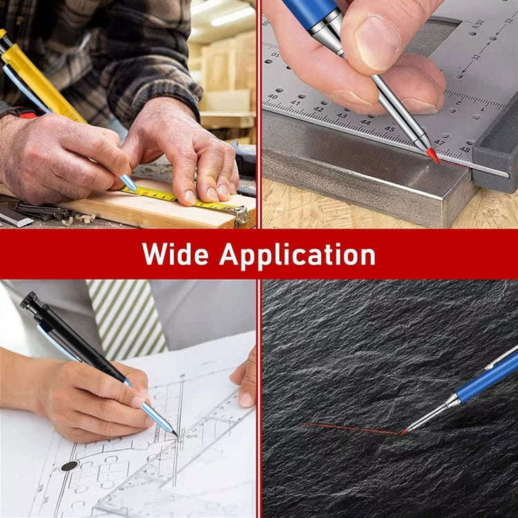 Metal Long Tip Deep Hole Woodworking Pencil Quick Dry Marker, Color: 2pcs Black+2pcs Red+2pcs Yel...