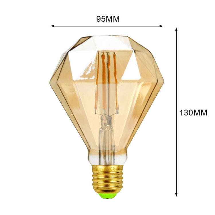 E27 Screw Port LED Vintage Light Shaped Decorative Illumination Bulb, Style: Flat Diamond Gold(22...