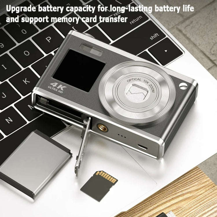 4K HD Optical Zoom Digital Camera 60MP Dual Screen Selfie Camera, No Memory(Silver)