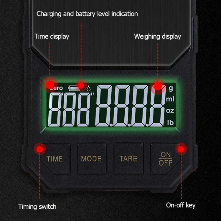 Charging Model 2kg/0.1g Portable Toolbox Digital Scale Jewelry Weighing Tool with Timing