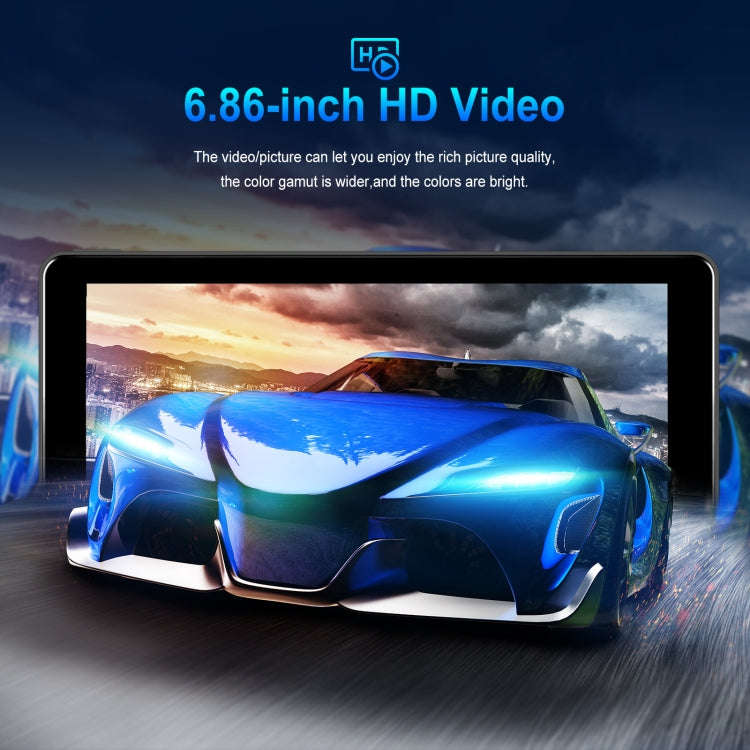 6.86 Inch 4KDVR Smart Screen Player, Specification: Standard+Reversing Camera