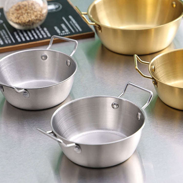 12cm 304 Stainless Steel Thickened Double Ear Soup Bowl Snack Bowl Fried Chicken Bowl(Silver)