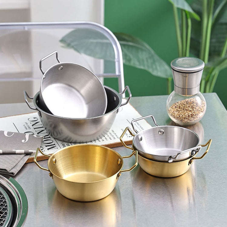 12cm 304 Stainless Steel Thickened Double Ear Soup Bowl Snack Bowl Fried Chicken Bowl(Silver)