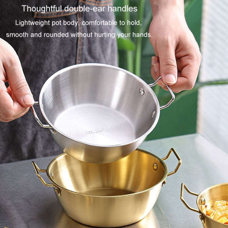 12cm 304 Stainless Steel Thickened Double Ear Soup Bowl Snack Bowl Fried Chicken Bowl(Silver)