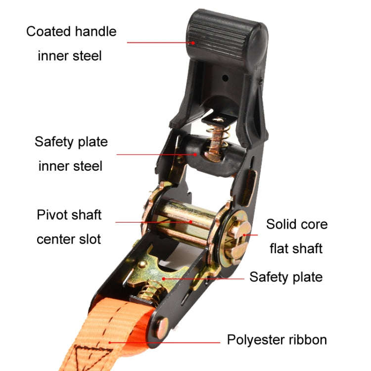 Motorcycle Ratchet Tensioner Cargo Bundling And Luggage Fixing Straps, Specification: Orange 1m