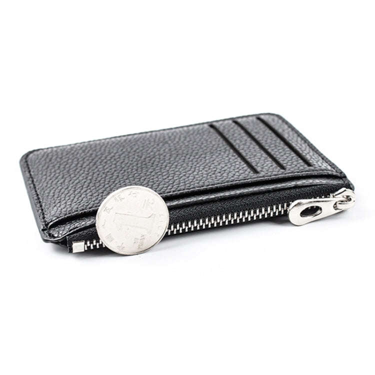 Multi-card Slot Zipper Card Holder Large Capacity Ultra-thin Coin Purse(Coffee)