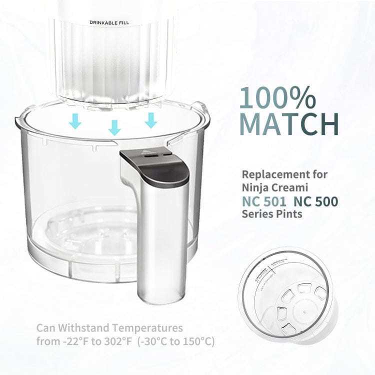For Ninja Creami Deluxe NC500 / NC501 4pcs /Set 24Oz Ice Cream Containers
