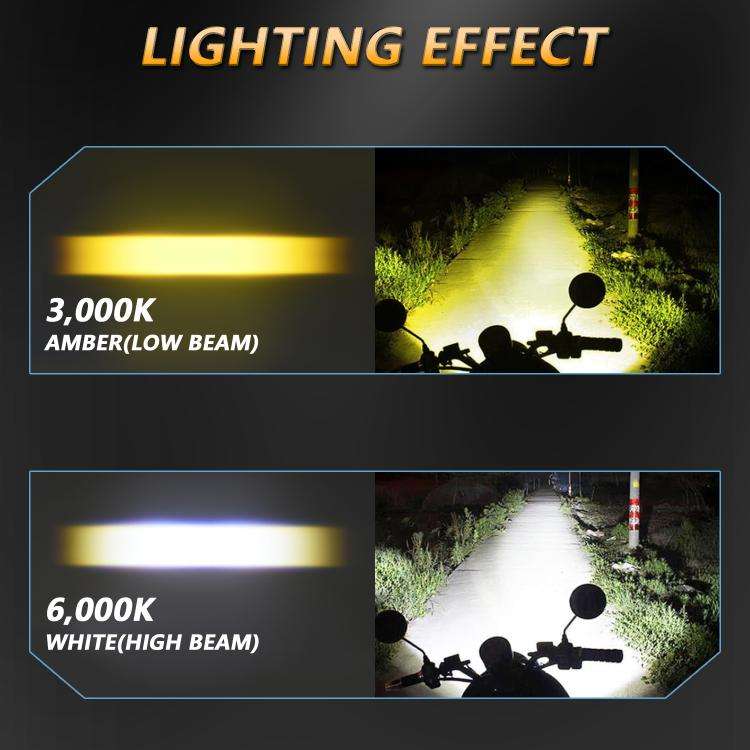 40W Motorcycle Wired Switch Integrated Waterproof Spotlight(Yellow White Light)
