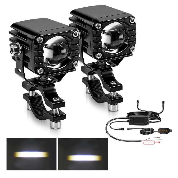 40W Motorcycle Wired Switch Integrated Waterproof Spotlight(All White)