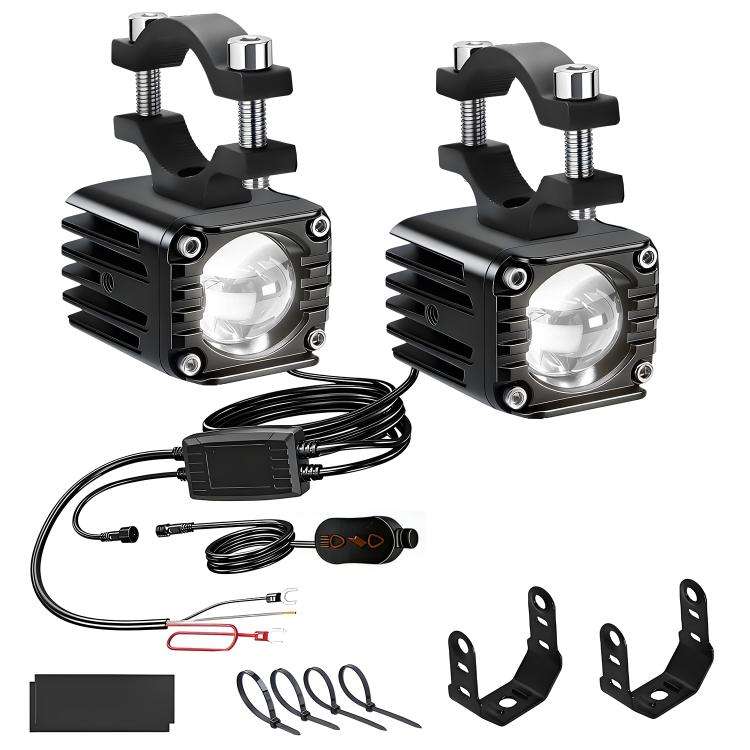 40W Motorcycle Wired Switch Integrated Waterproof Spotlight(All White)