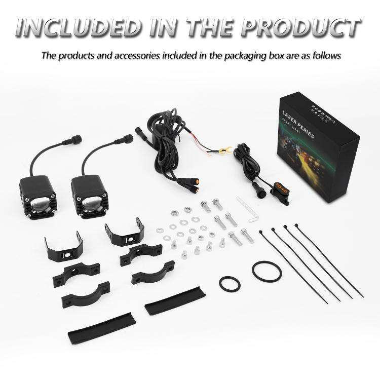 40W Motorcycle Wired Switch Integrated Waterproof Spotlight(All White)