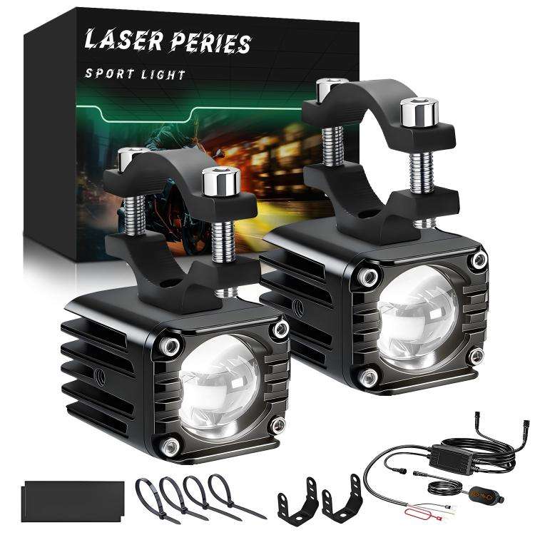 40W Motorcycle Wired Switch Integrated Waterproof Spotlight(All White)