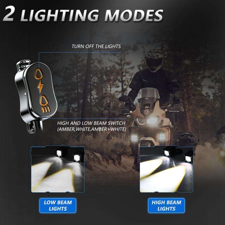 40W Motorcycle Wired Switch Integrated Waterproof Spotlight(All White)