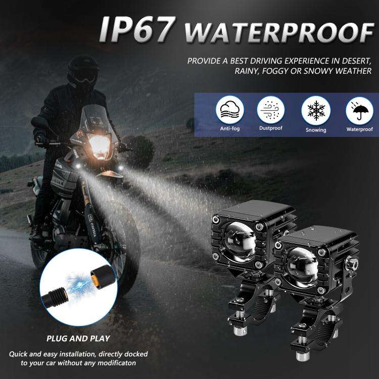 40W Motorcycle Wired Switch Integrated Waterproof Spotlight(All White)