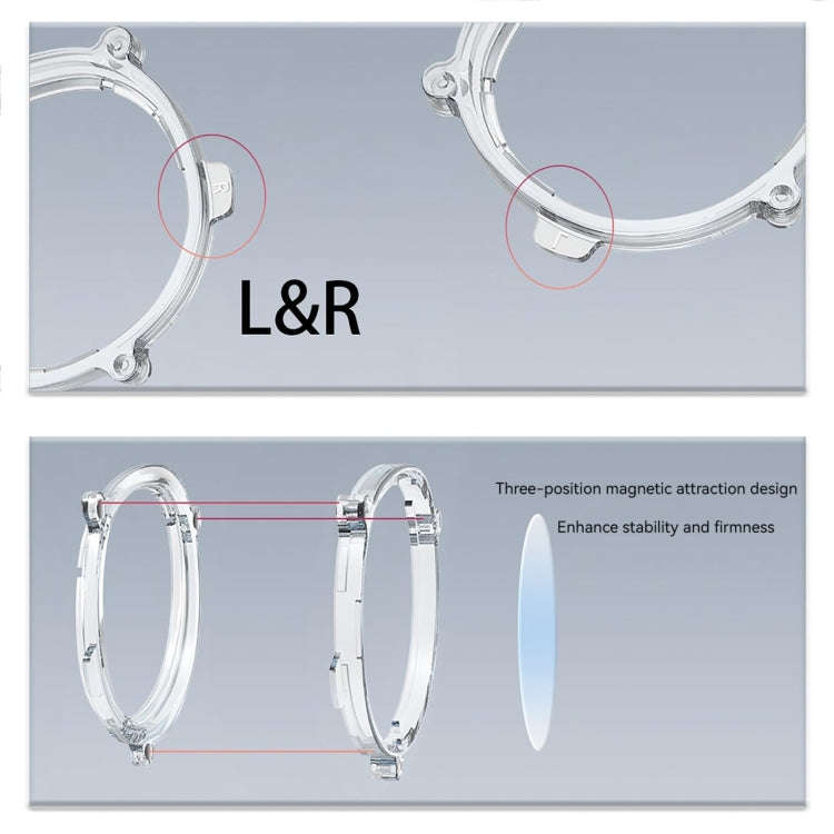 For Quest 3 VR Magnetic Eyeglasses Frame, Spec: L&R Frame Transparent