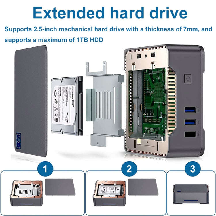 GK3Plus N100 8G+256G EU Plug 12th Intel Alderlake Dual HDMI+VGA Triple Display 4K HD Pocket Mini PC