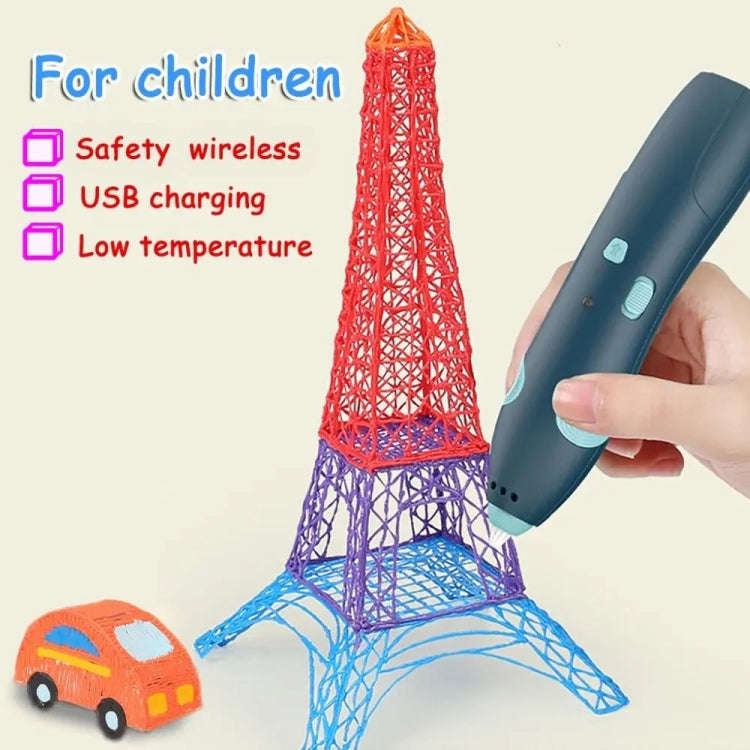 USB Charging Low-Temperature Wireless Graffiti Printing Pen Set Children DIY 3D Painting Pen(Purple)