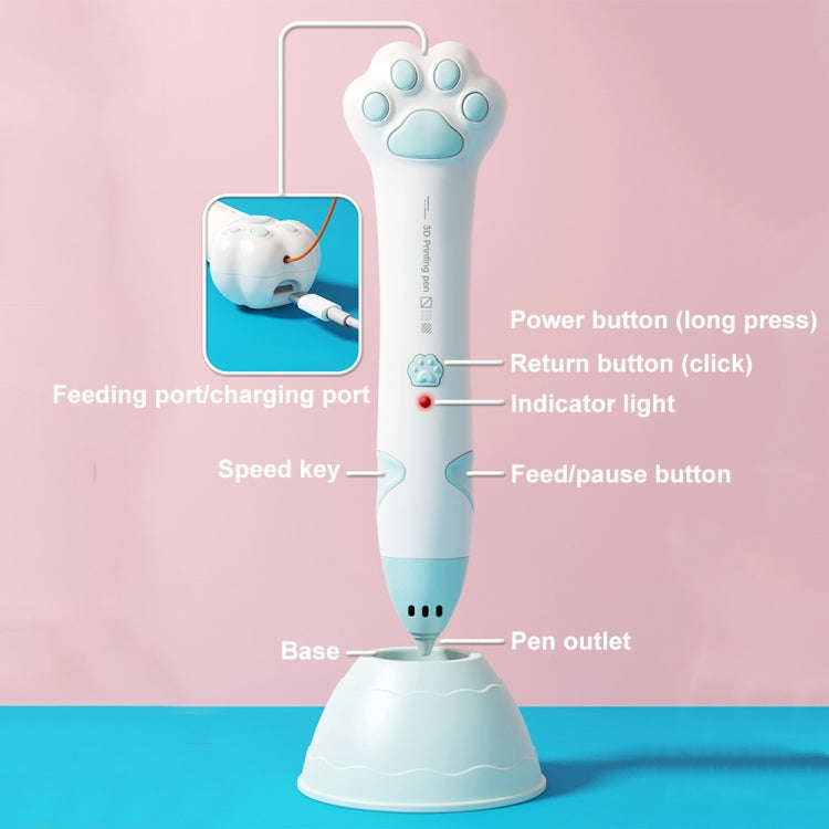 Cat Claw USB Charging Low Temperature 3D Printing Pen Children DIY Graffiti 3D Painting Pen(Mint ...