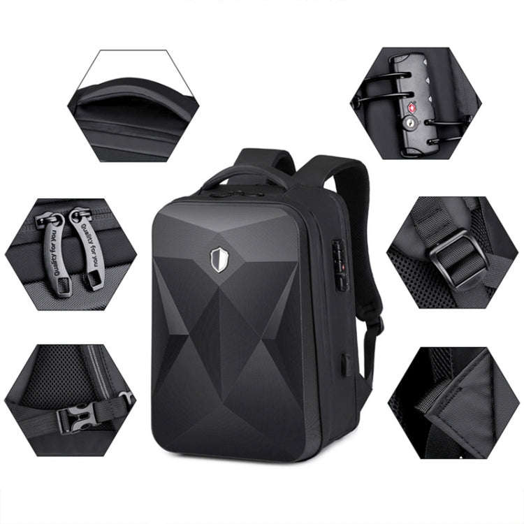 17 inch Password Lock Large Capacity Waterproof Laptop Backpack with USB Port(Black)
