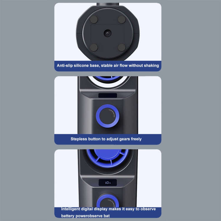 Intelligent Digital Display 100-Speed Stepless Speed Desktop Shaking Head Tower Fan(Dark Gray)