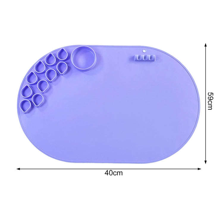59 x 40cm  Oval Silicone Painting Pad Art Mat for Drawing Clay(Blue)