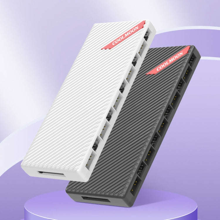 COOLMOON AM10 ARGB+PWM Dual 10 Ports Temperature Control Splitter Case Fan 5V 3Pin HUB(Black)