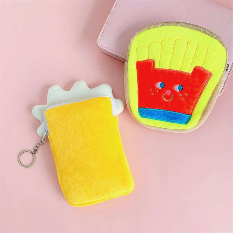 Cute Breakfast Cartoon Wallet Coin Lipstick Data Cable Storage Bag Purse, Style: Fries